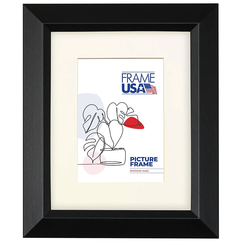 Frame USA Black Series Narrow Black Single Image Picture Frame with Mat