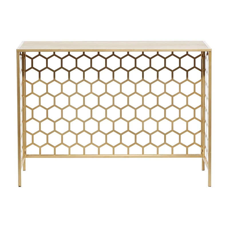 Gold Metal Contemporary Console Table 30" x 42" x 14"