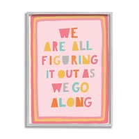 Stupell Industries Figuring Out as We Go Phrase Playful Pink Shapes in Frame Wall Art
