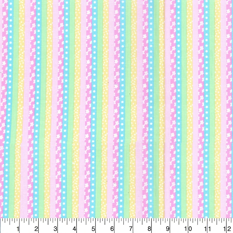 Fabric Traditions Flower Stripe Cotton Fabric
