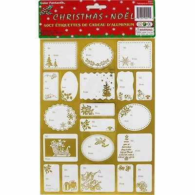 JAM Paper Gold Foil Christmas Paper Gift Tags