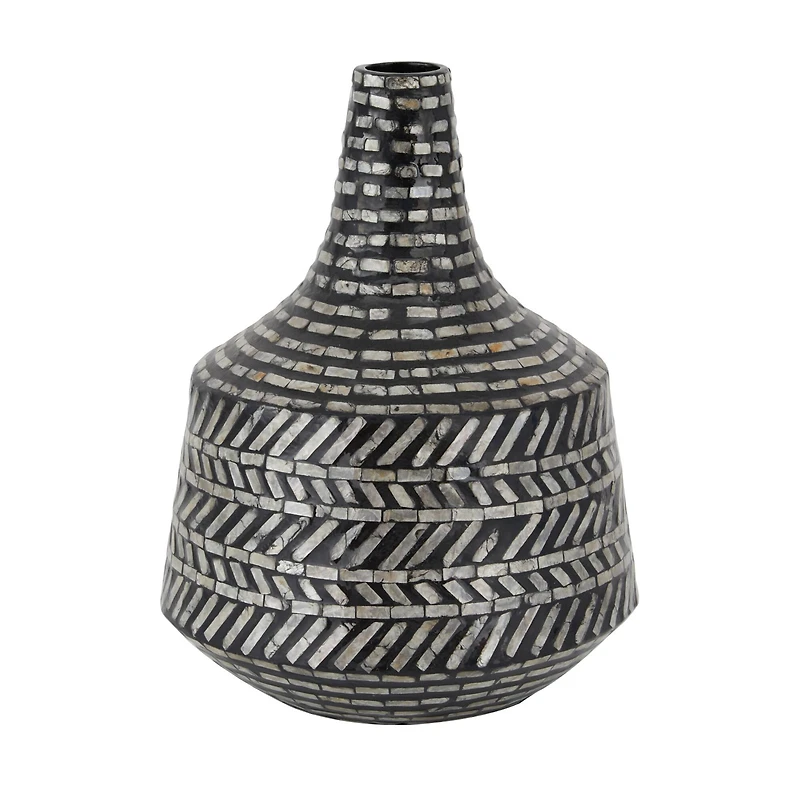 16" Black Shell Contemporary Vase