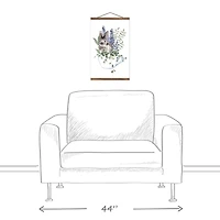 Bunny In Teacup Floral 12" x 18" Teak Hanging Canvas