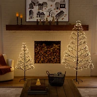 6ft. Pre-Lit Artificial Halloween Black Starburst Tree with 1680 Fairy Warm White LED Lights