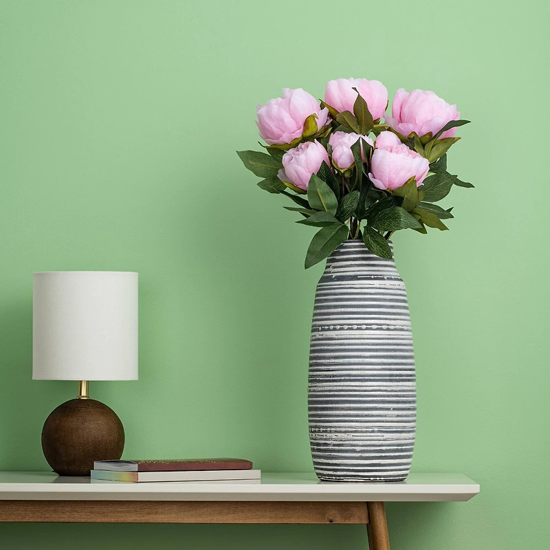 23" Artificial Brush Pink Peony Spray with 6 Flowers