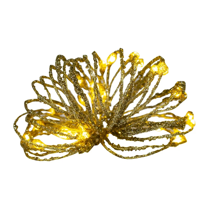 30ct. Warm White LED Bead String Lights on Gold Glitter Wire by Ashland®