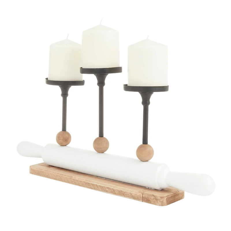 White Fir Modern Farmhouse Candelabra, 9" x 20" x 4"