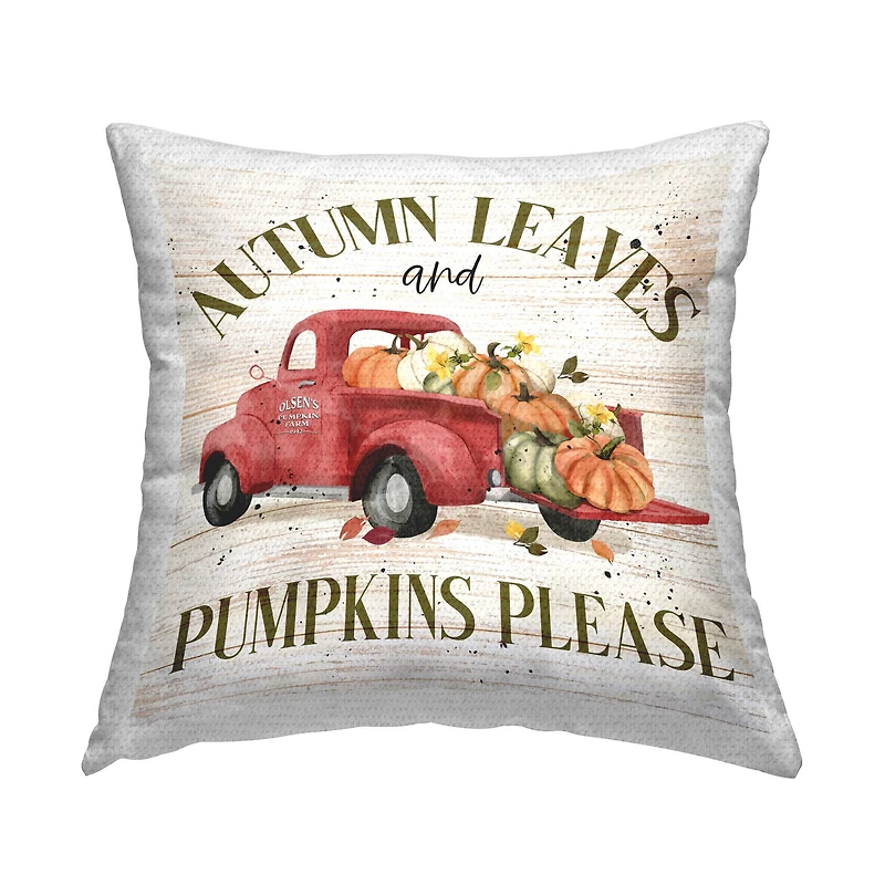 Stupell Industries Autumn Leaves Phrase Outdoor Printed Pillow