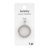 Clear & Rhodium Circle Locket by Bead Landing™