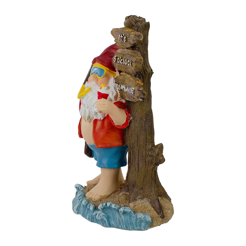 10.5" Red & Blue Beach Gnome Outdoor Garden Statue