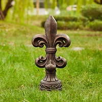 Glitzhome® 21.25" Bronze Standing Fleur De Lis Garden Statue
