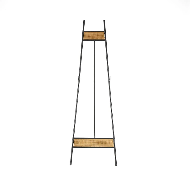 57.5" Black Metal Easel with Wood Accents