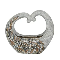 Gray Fiberglass Planter with Stone Mosaic Design