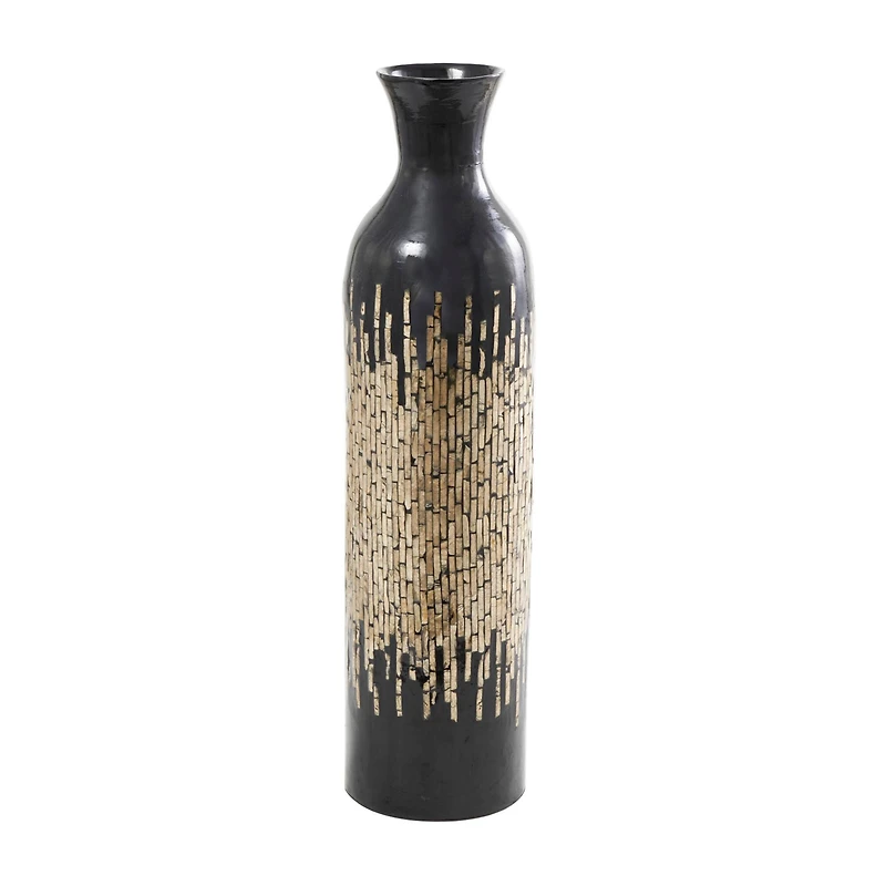 34" Black Capiz Shell Handmade Vase with Gold Ombre Design