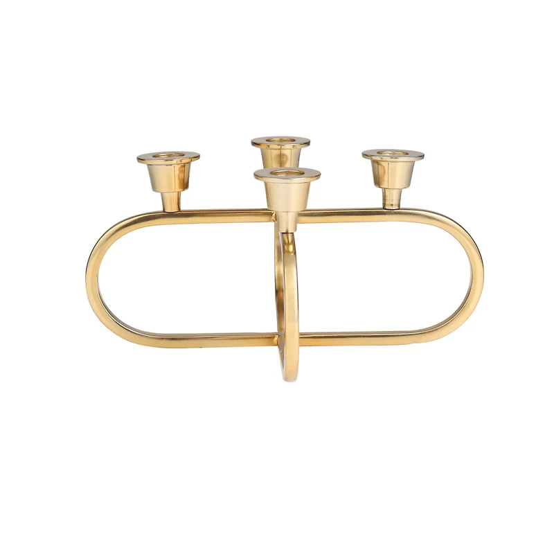 Gold Stainless Steel Overlapping Oval Geometric Candelabra