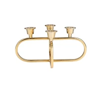 Gold Stainless Steel Overlapping Oval Geometric Candelabra