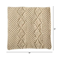 16" Bohemian Woven Macramé Pillow Cover