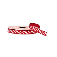 3/8" x 30ft. Red & White Diagonal Stripes Metallic Ribbon by Celebrate It®