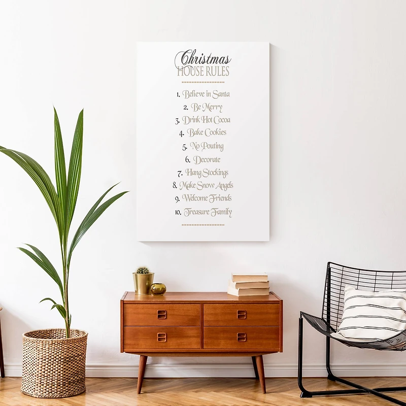 Christmas House Rules Canvas Wall Art