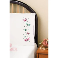 Tobin Beautiful Butterflies Stamped For Embroidery Pillowcase Set