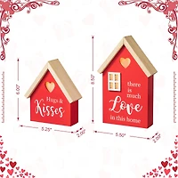 Glitzhome® Lighted Valentine's Wooden House Table Décor Set