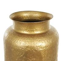 Gold Metal Tall Textured Hammered Floor Vase