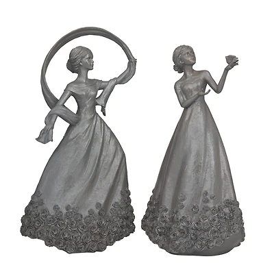 Set of 2 Grey Resin Traditional Sculpture, 22" x 11" x 6"