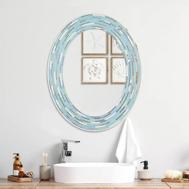 Head West Sea Glass Tile Framed Oval Wall Vanity Mirror - 23" x 29"