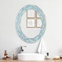 Head West Sea Glass Tile Framed Oval Wall Vanity Mirror - 23" x 29"