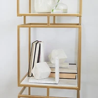 CosmoLiving by Cosmopolitan 6" White Marble Cube Geometric Bookends Set