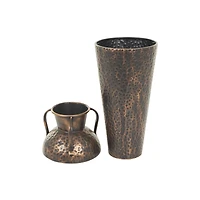 Copper Metal Tall Floor Weathered Amphora Vase Set, 3ct.