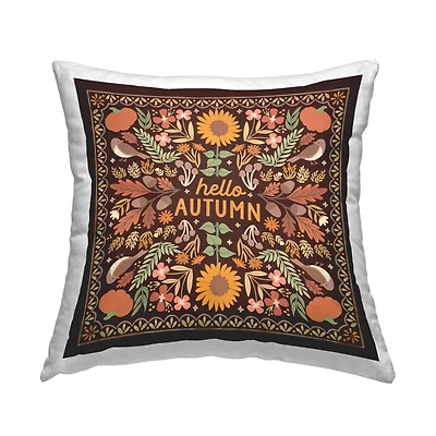 Stupell Industries Hello Autumn on Brown Decorative Printed Throw Pillow