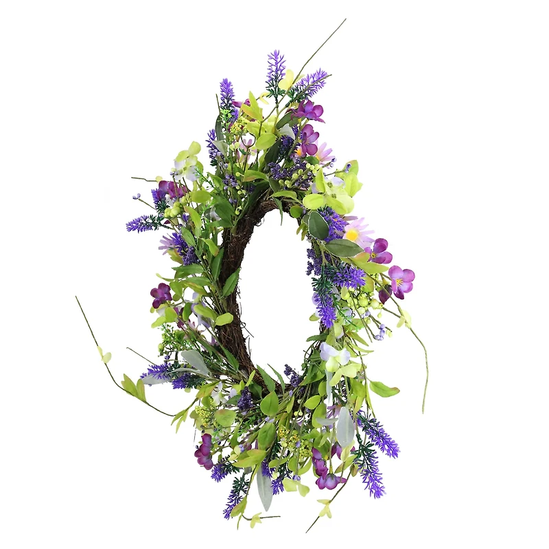 20" Lavender & Wild Flower Artificial Spring Wreath