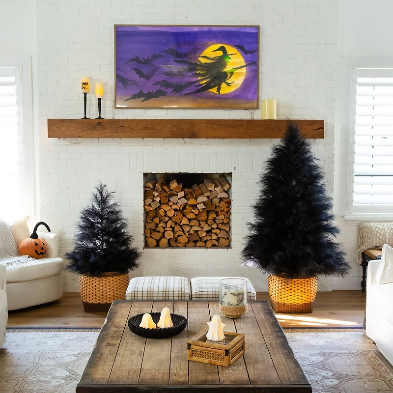 6ft. Artificial Halloween Black Pampas Grass Christmas Tree