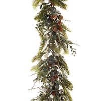 Village Lighting 9ft. Pre-Lit LED Rustic White Berry Christmas Garland