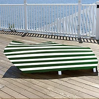 81" Green & White Stripes Reversible Lounge Chair Cover
