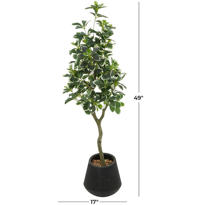 49" Green Faux Foliage Eucalyptus Artificial Tree With Black Porcelain Pot