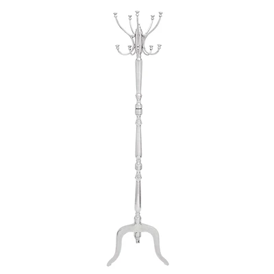 60" Silver Metal Traditional Coat Rack