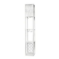 Simple Designs™ Floor Lamp Storage Shelf and Wine Rack with Linen Shade