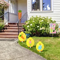 Glitzhome® 15" Set of 3 Easter Wooden Chick Pick or Yard Stake