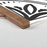 Black Medallion II 20" x 20" Teak Hanging Canvas