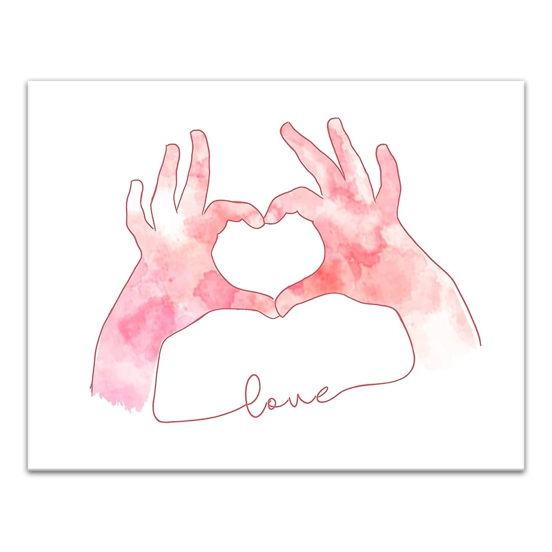 Love Heart Hands 11" x 14" Canvas Wall Art