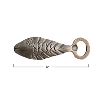 Hello Honey® 6" Antique Gold Coastal Metal Fish Shaped Bottle Opener