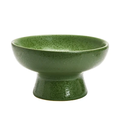 Hello Honey® Matte Green Reactive Glaze Stoneware Footed Bowl