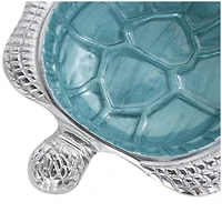 Teal & Silver Textured Enameled Turtle Bowl Set