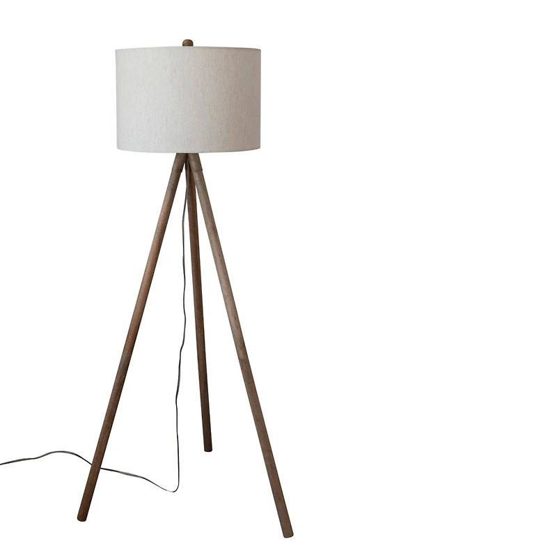 Hello Honey® 5ft. Modern Wood Tripod Floor Lamp with Fabric Shade