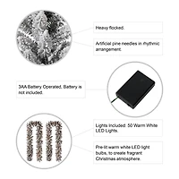 Glitzhome® 9ft. LED Snow Flocked Christmas Garlands with Timer, 2ct.