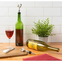 Silver Rooster Bottle Stopper Set