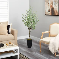 5.5ft. Eucalyptus Artificial Tree in Black Metal Planter