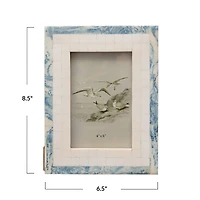 Hello Honey® Blue & Ivory Wood Resin 4" x 6" Photo Frame